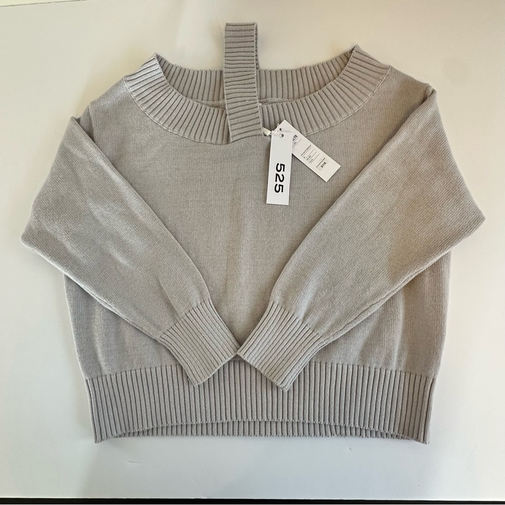NWT 525 America Gray Off Shoulder Pullover Cotton Sweater Womens Medium - Picture 5 of 8